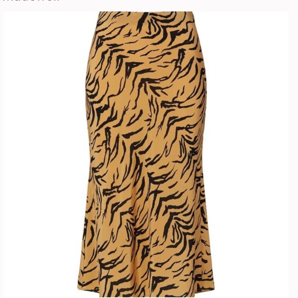 Madewell Silk Midi Slip Skirt in Tiger Stripe size 4​